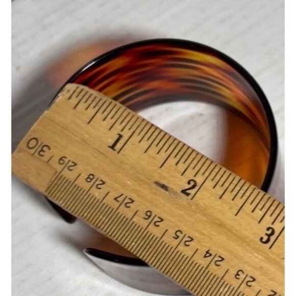 Vintage Cuff Bracelet Faux Tortoise Shell Translucent Style 1.5" Wide Cuff - Picture 6 of 7